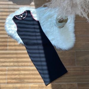 High-Neck Ribbed Bodycon Midi Dress